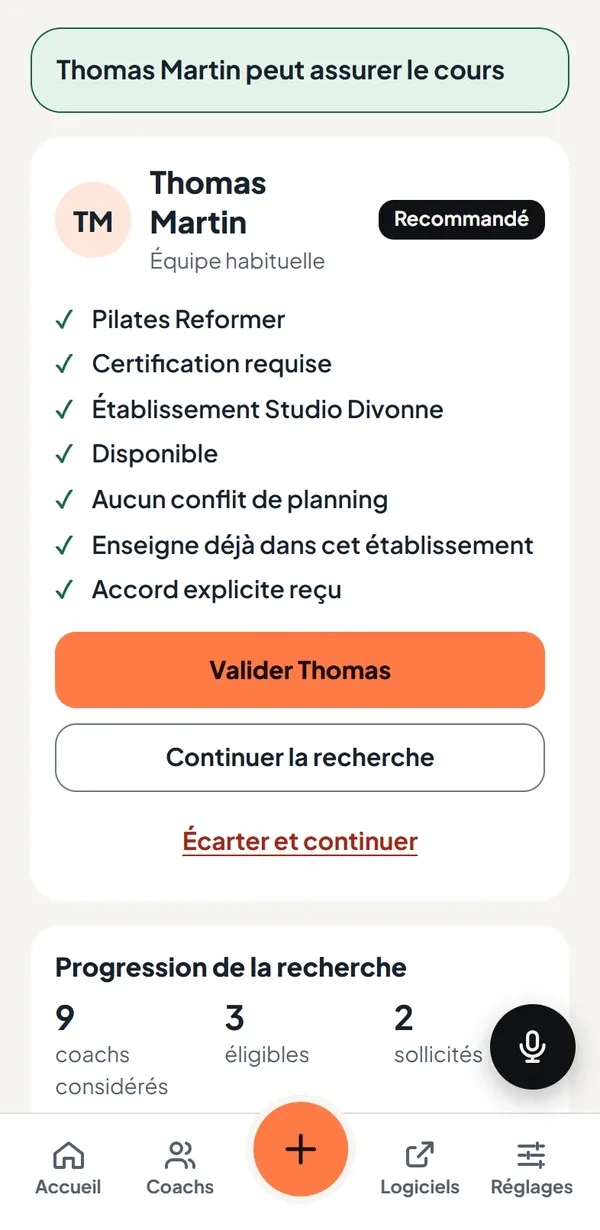 GE2 Coach Relais : un remplaçant à valider
